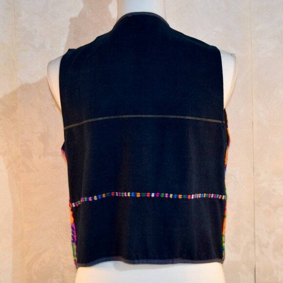 VINTAGE Chico's Design Women's Woven Guatemalan Tribal Embroidered Vest Medium - Picture 5 of 6